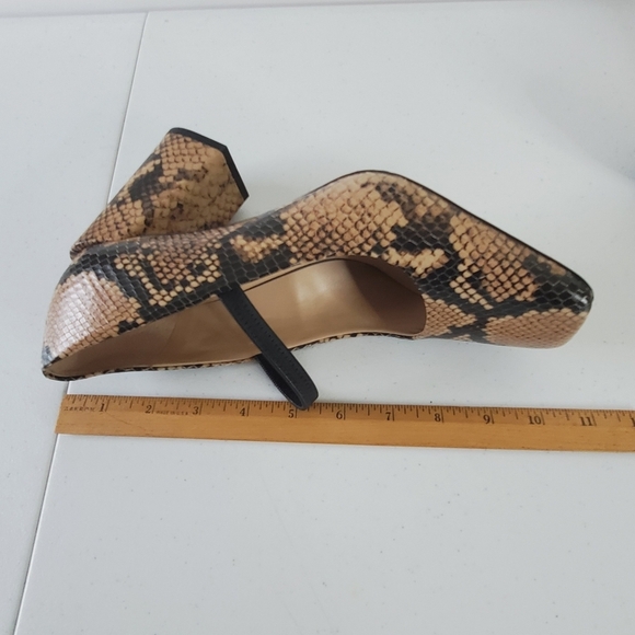 Franco Sarto Halo Snake Print Leather Pumps Size 8.5 Square Toe Chunky Heel Shoe - Picture 13 of 16